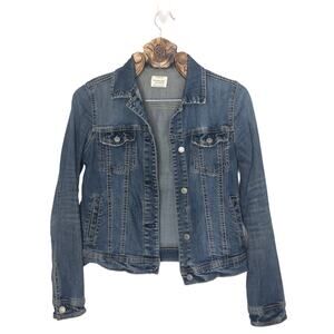 MNG Mango Jeans Jean Denim Jacket Double Breasted Pockets Medium Blue xs